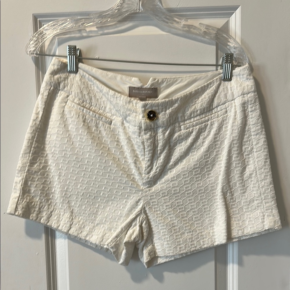 Banana Republic High Waist Cream Textured Shorts